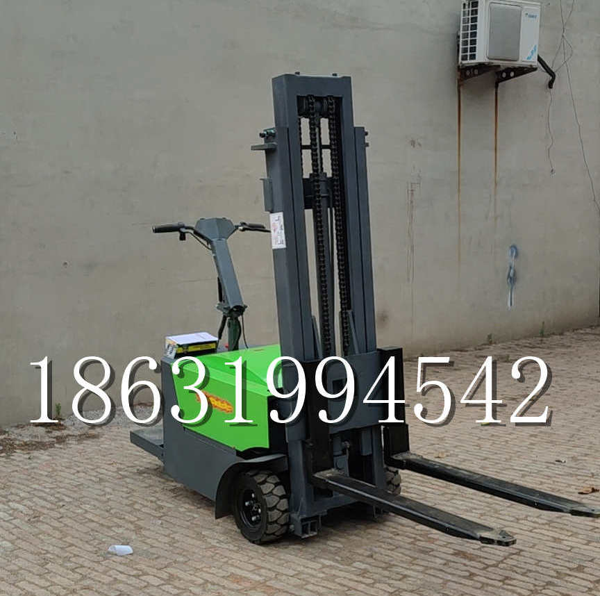 肥城市优程全电动叉车插腿式堆高车液压装卸车1.5吨升高小型站驾式铲车
